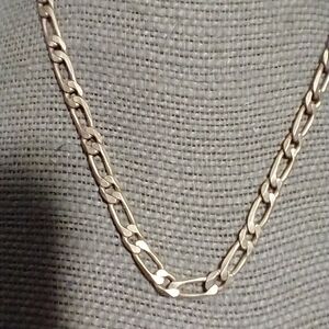 Goldtone Chain Necklace marked m with pink crystal vintage